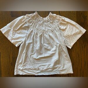 Ann Taylor Smocked Neck Blouse